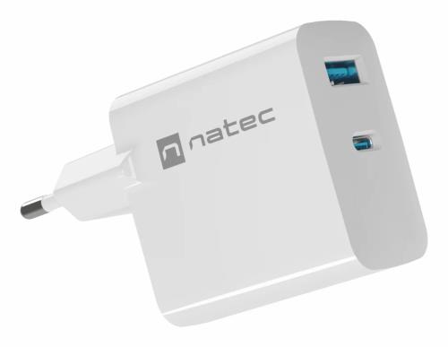 Natec Ribera Gan Charger 1x Usb-A + 1x Usb-C 65w White
