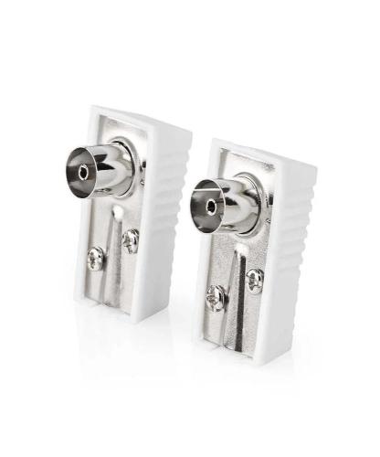 Conector Iec (Coaxial) Angulado Mujer Niquelad.