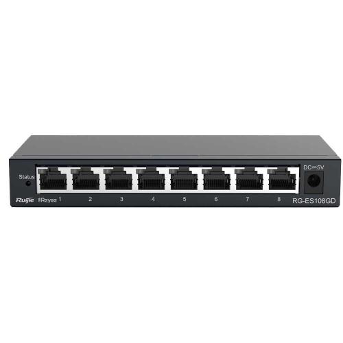 Reyee Switch Desktop - Caixa Metálica - 8 Portas Rj45 - Velocidade 10/100/1000 Mbps - Plug And Play