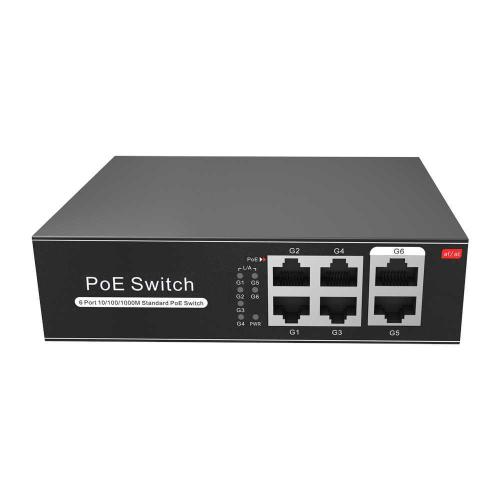 Switch Poe - 4 Portas Poe + 2 Uplink Rj45 - Veloc.