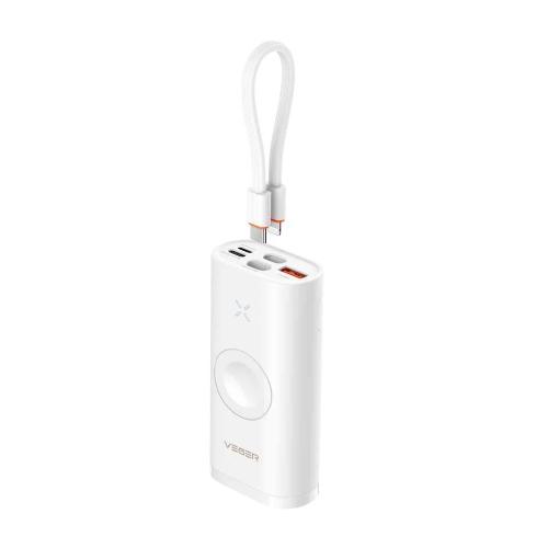 Veger Mini Power Bank com Leds para Carregamento - Capacidade 10000mah - Entradas Usb-C, Lightning -