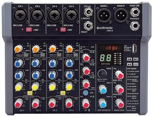 Mesa de Som Compacta Cma-8 com Dsp Fx e Bt/Usb