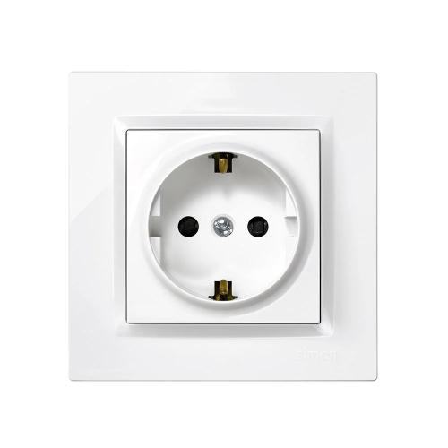 Plugue 2p+t tipo f branco com quadro