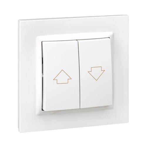 Botão de estores brancas com quadro
