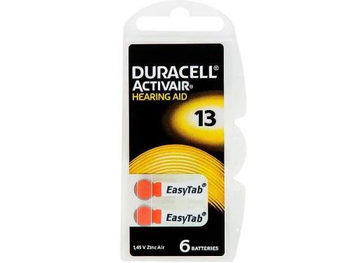 Pilha 13a Duracell para aparelho auditivo 6 peças