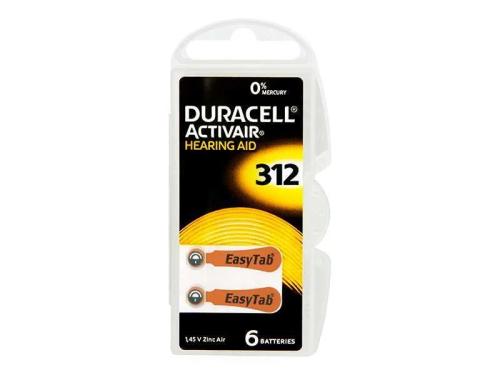 Pilha Da-312 Duracell para aparelhos auditivos 6 .