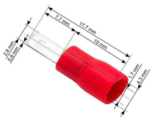Conector plano com isolamento macho 2,8/0,8 Preto