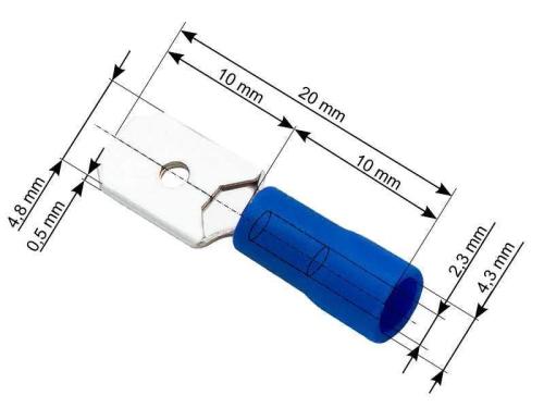 Conector plano com isolamento macho 4,8/0,5 azul