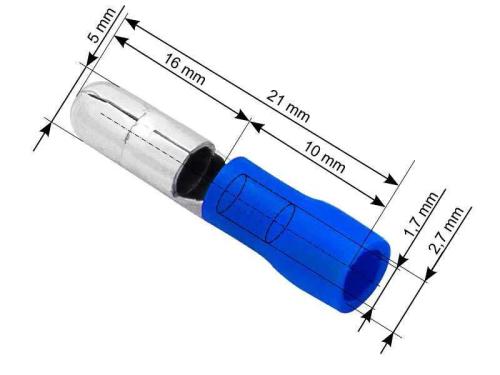Conector Ficha isolada 50/21mm Azul