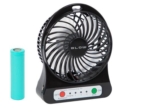 Ventoinha de secretária 10cm Usb+Acumulador Preto