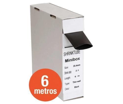 Tubo Termo-Retrátil Preto 25,4 Mm em Caixa de 6 M