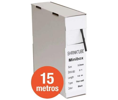 Tubo Termo-Retrátil Preto 3,2mm em Caixa de 15m