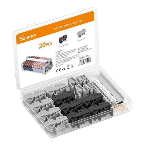 Sonoff 211 Din-Rail Compatible Wire Connector Terminal Blocks Kit (20 Pcs Set)