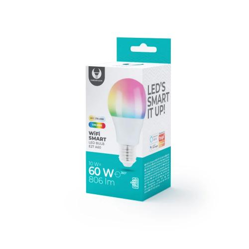 Lâmpada LED Inteligente E27 A60 10w Rgb+Cct+Dim Tuya 806lm.