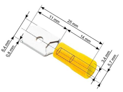 Conector plano com isolamento macho 6,3/0,8 amare.