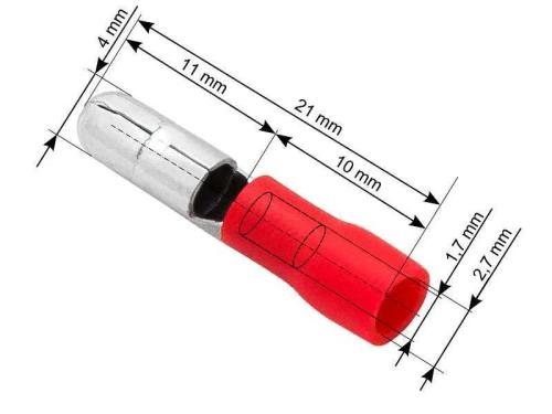 Conector Ficha isolada 4.0/21mm Vermelho