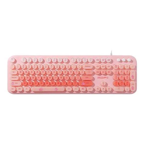 Teclado com fios Mofii Iluminação Love Me Rosa
