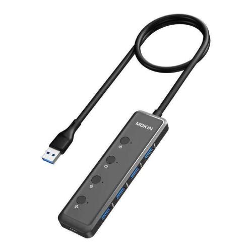 Hub 5in1 Mokin Usb-A3.0 To 4xusb-A + 1xusb-C Dc (Black)