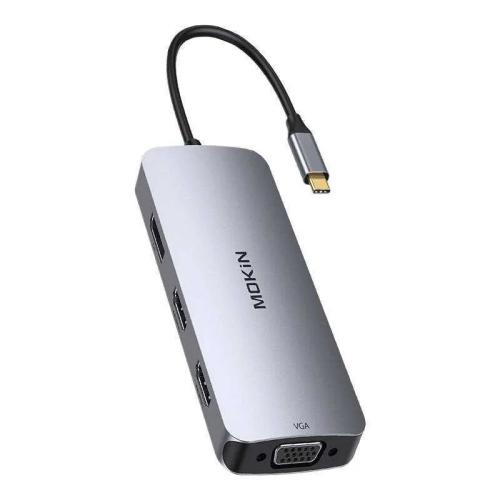 Hub 8in1 Mokin Usb-C Vga+2xhdmi (Silver)