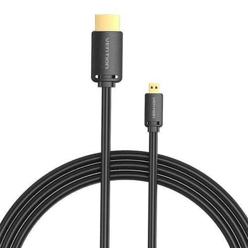 Hdmi-D Male To Hdmi-A Male Cable Vention Agibh 2m, 4k 60hz (Black)