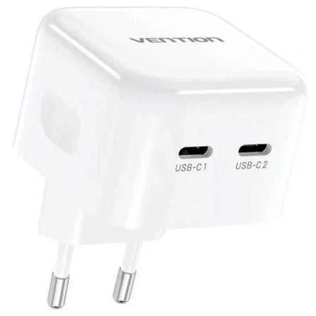 Cargador Gan de Pared Vention Fbpw0-Eu/ 2xusb Tip.