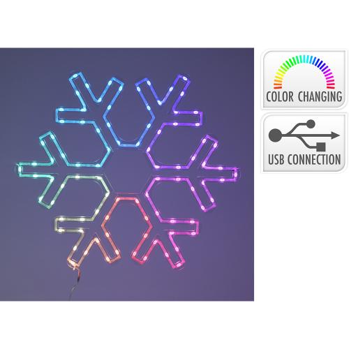 Adorno LED Copo de Nieve 50 X 43 Cm, Rgb, 90 Led,.