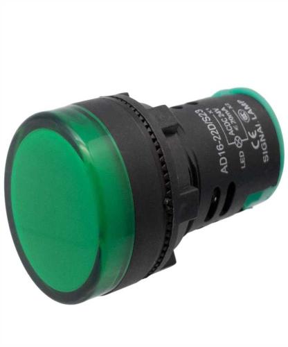 Piloto LED Industrial de 22mm, 220v Verde
