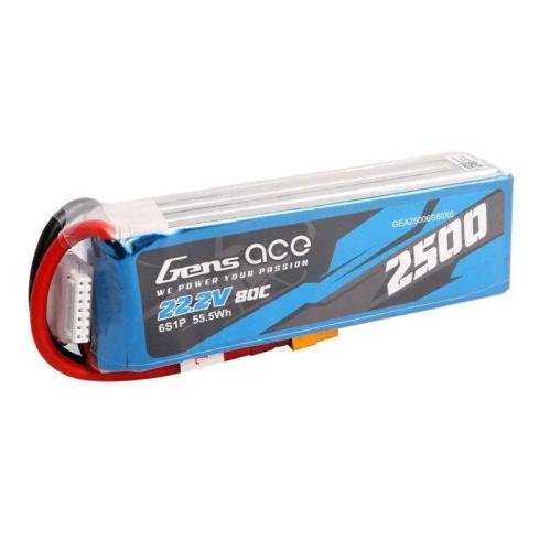 Gens Ace 2500mah 22.2v 80c 6s1p Lipo Battery Pack With Xt60 Plug