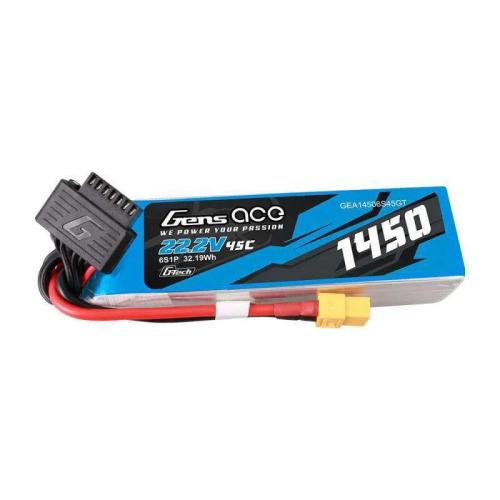 Gens Ace G-Tech 1450mah 22.2v 45c 6s1p Lipo Battery Pack With Xt60 Plug