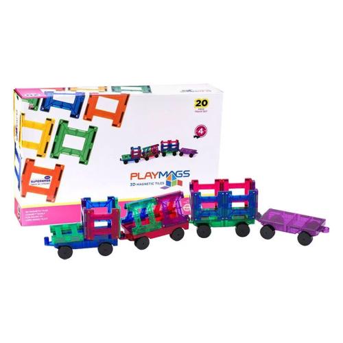 Ladrilhos Magnéticos 3d Comboio Playmags 155 - Conjunto de 20 Unidades