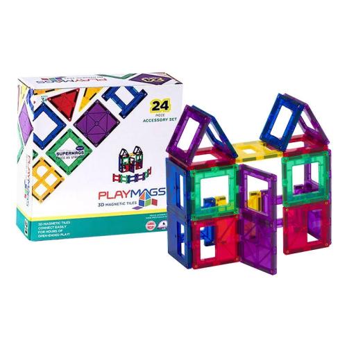 Ladrilhos Magnéticos 3d Playmags 162 - Conjunto de 24 Unidades