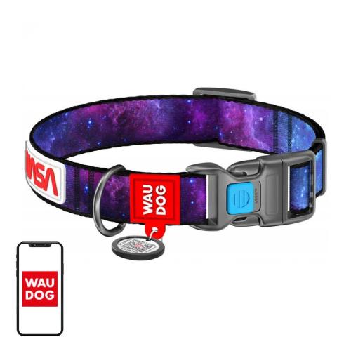 Waudog ''nasa21'' Nylon Dog Collar With Qr Code, Size M, Width 20 Mm