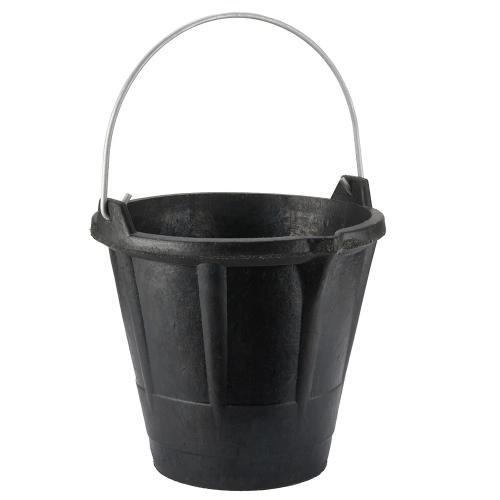 Balde industrial 12 l de borracha preta resistent.
