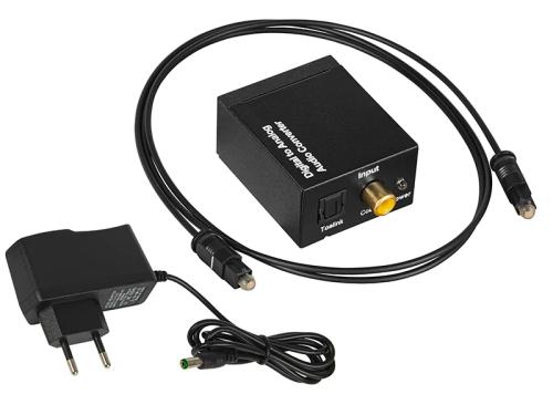 Conversor Ótico Toslink Dac para 2xrca com Fonte de Alimentação