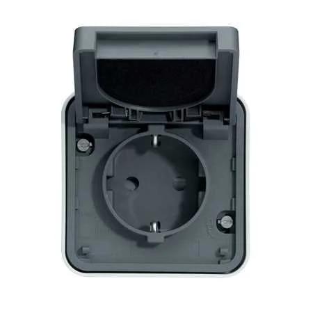 Tomada Schuko cinza cubiko e wne160