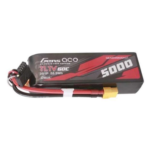 Gens Ace G-Tech 5000mah 11.1v 60c 3s1p Short-Size Lipo With Xt60 Plug
