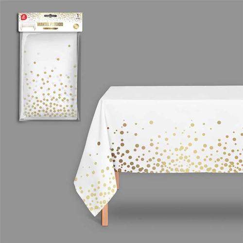 Toalha de mesa branca/ouro. medida 1,80 x 1,20 cm