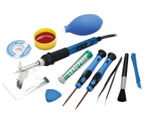 Kit de Ferramentas com Ferro de Soldar Ajustável 25w-60w