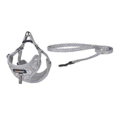 Conjunto para cães Dogness Arnês e trela (cinzent.