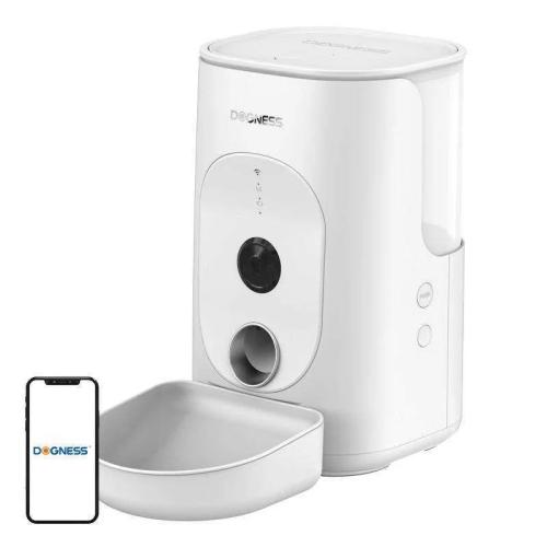 Automatic Pet Feeder With Camera Dogness F15 4l With Melanine Bowl (White)