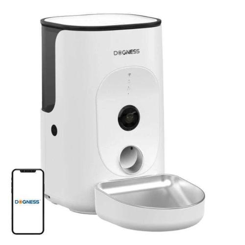 Automatic Pet Feeder With Camera Dogness F15 4l With Stainless Steel Bowl (White)