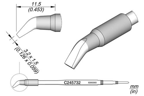 Cartucho com Cinzel Dobrado 3,2 X 1,5
