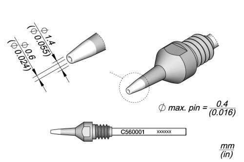 Through-Hole Desoldering Tip Ø 0.6