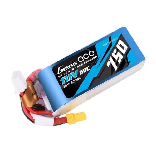 Gens Ace 750mah 11.1v 60c 3s1p Lipo Battery Pack With Xt30