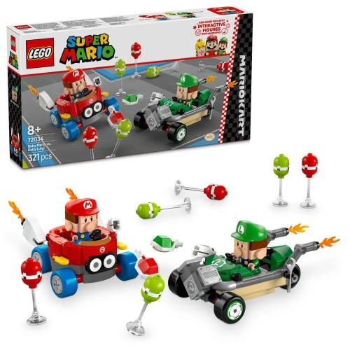 Lego Super Mario: Mario Kart Mario Bebé Contra Luigi Bebé | Idades 8+ | 321 Peças | Item 72034