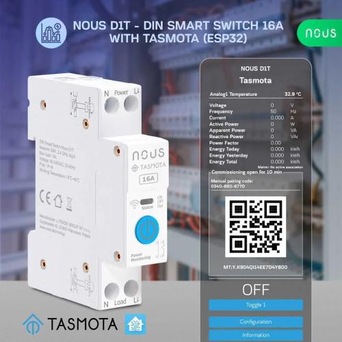 Módulo de relé Wi-Fi compatível com Din-Rail Nous.