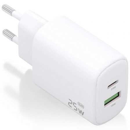 Cargador Gan de Pared Aisens A110-0911/ 1xusb Tipo-C/ 1xusb/ 25w/ Blanco