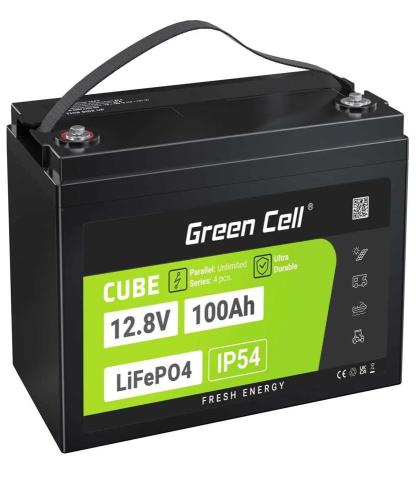 Green Cell Cube Lifepo4 100ah 12.8v 1280wh Lithium Iron Phosphate Battery For Photovoltaics, Caravan