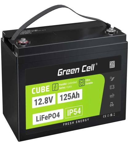 Green Cell Cube Lifepo4 125ah 12.8v 1600wh Lithium Iron Phosphate Battery For Camper, Solar, Off-Gri