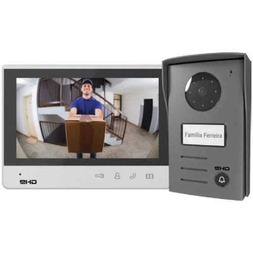 Kit Video Porteiro Monitor Lcd 7" + Unidade Exterior Cinza